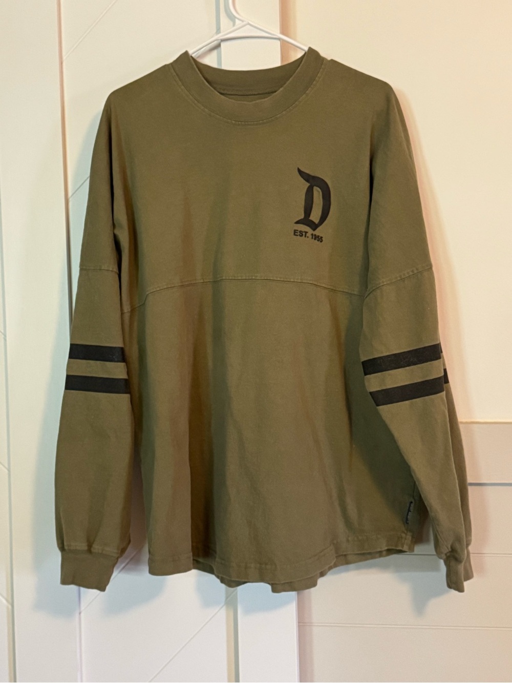 Disneyland Resort Spirit Jersey Olive Green Long Sleeve Top Size L